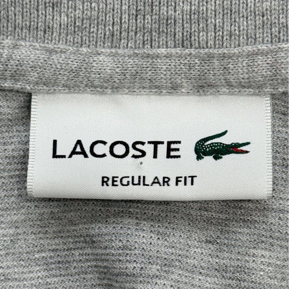 Lacoste Mens Size XL Lettered Band Cotton Polo Shirt Short Sleeve Gray - Picture 3 of 6